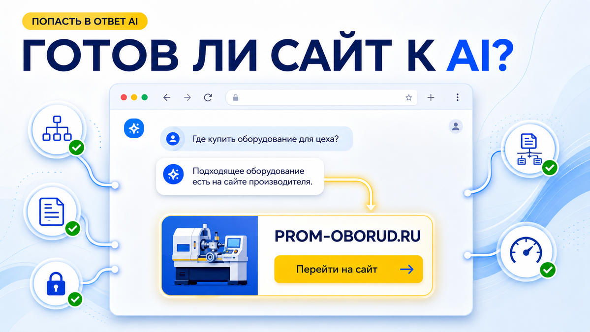 Готов ли сайт к AI: ответ AI-агента со ссылкой на сайт производителя
